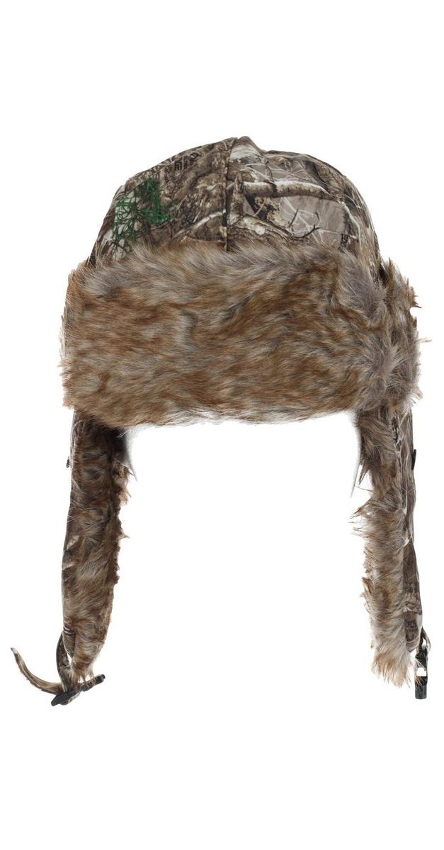 Women's Faux Fur & Camo Trapper Hat Green Burkes Outlet