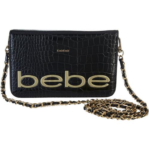 Fabiola Stamped Croc Crossbody Black Burkes Outlet