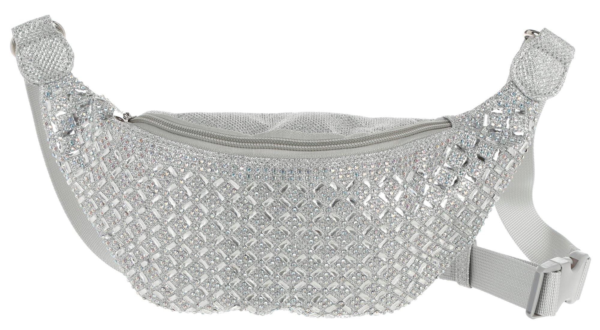 Jeweled Fashion Fanny Pack - Silver 