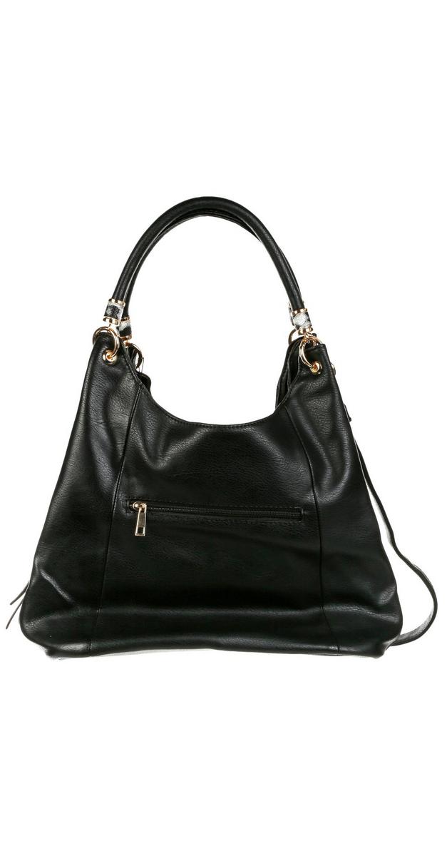 Faux Leather Satchel - Black | Burkes Outlet