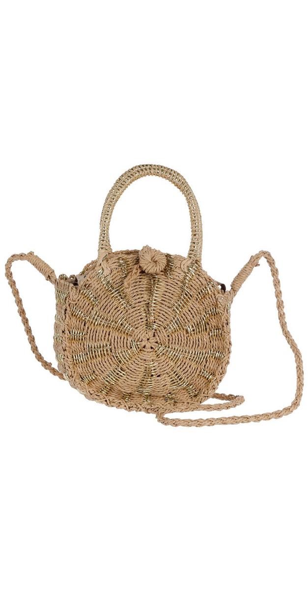 woven satchel bag with ring handle