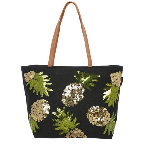 Details about   Sequin Glitter Pineapple Beach Bag Tote Vacation Wear Beach Travel Carry 