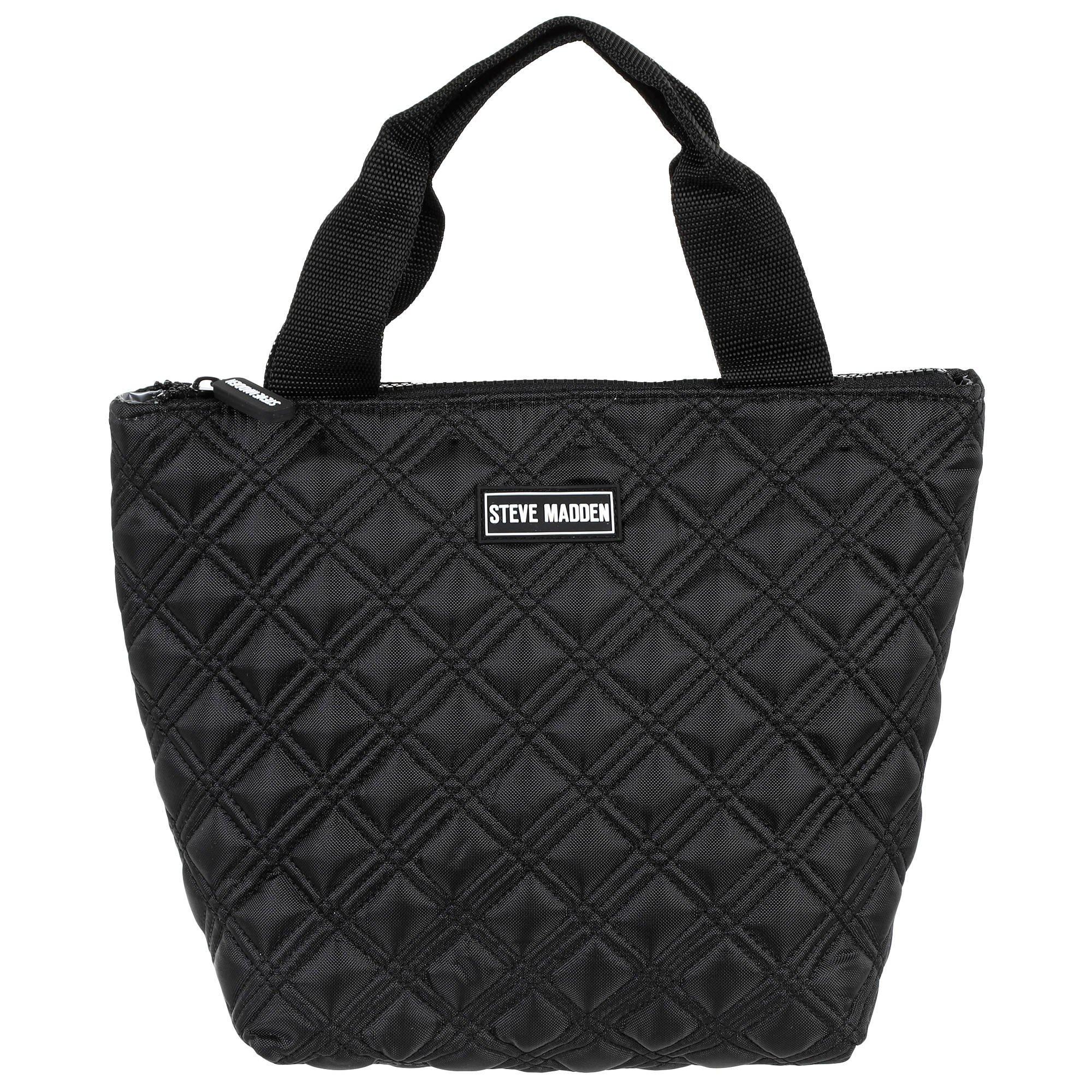 steve madden black quilted tote bag