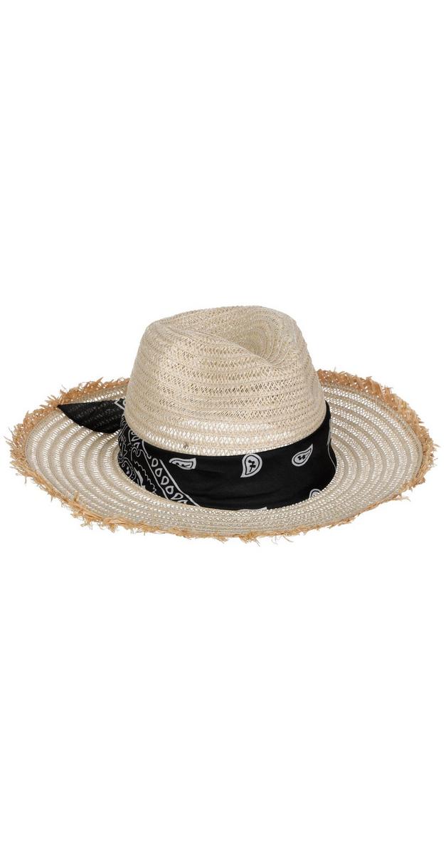 Bandana Straw Sun Hat - Tan 