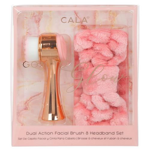 Dual Action Facial Brush Headband Set Pink Burkes Outlet