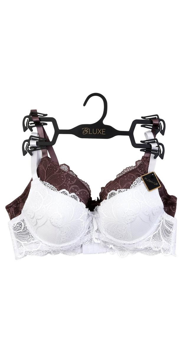 Women's 2 Pk Lace Push Up Bras Brown/White Burkes Outlet