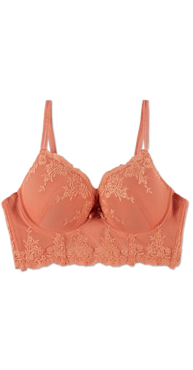 Women's Padded Lace Bra - Coral | Burkes Outlet