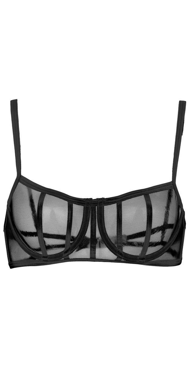 Juniors Ribbed Mesh Underwire Bra Black Burkes Outlet