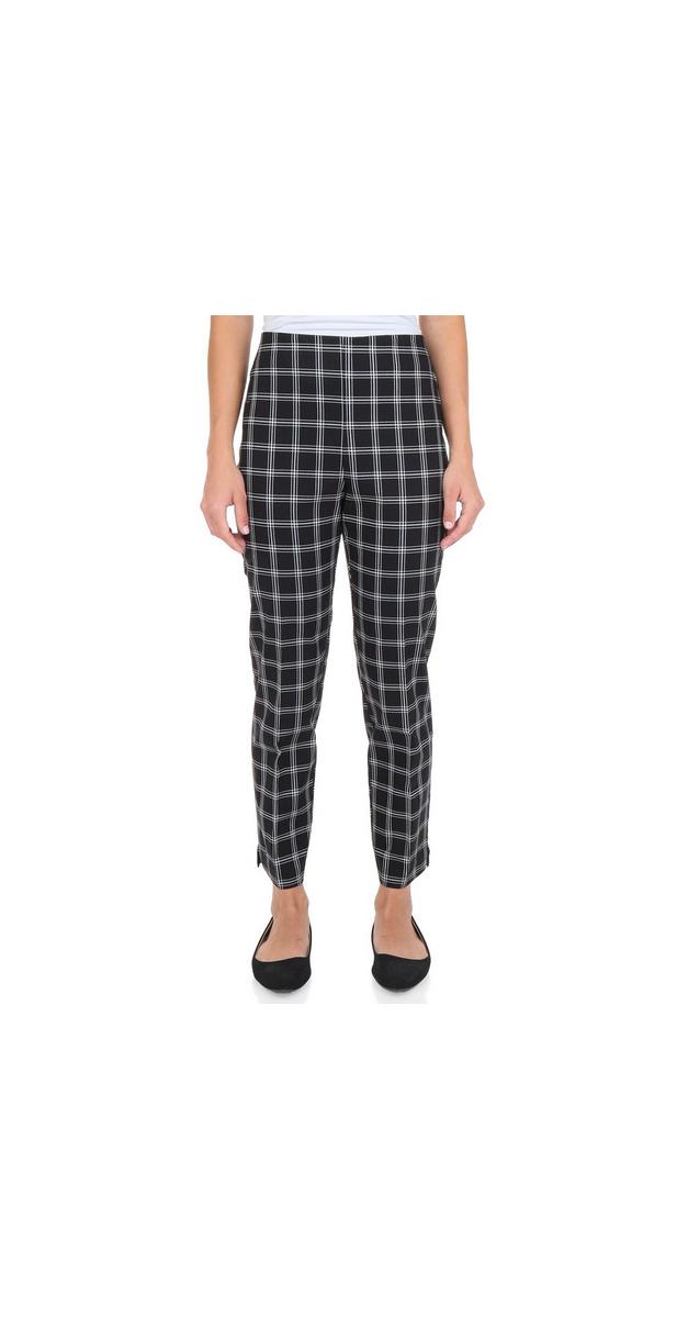 Women's Simple Plaid PullOn Pants Black Burkes Outlet