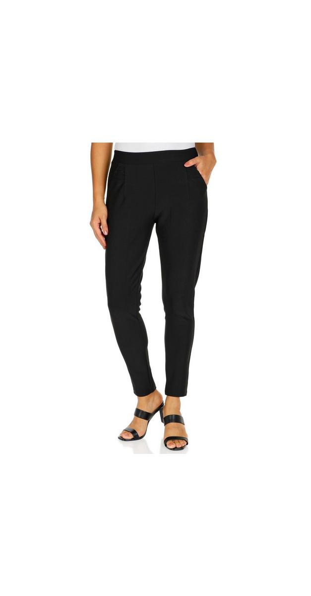 Women's Pleat Pocket PullOn Scuba Pants Black Burkes Outlet