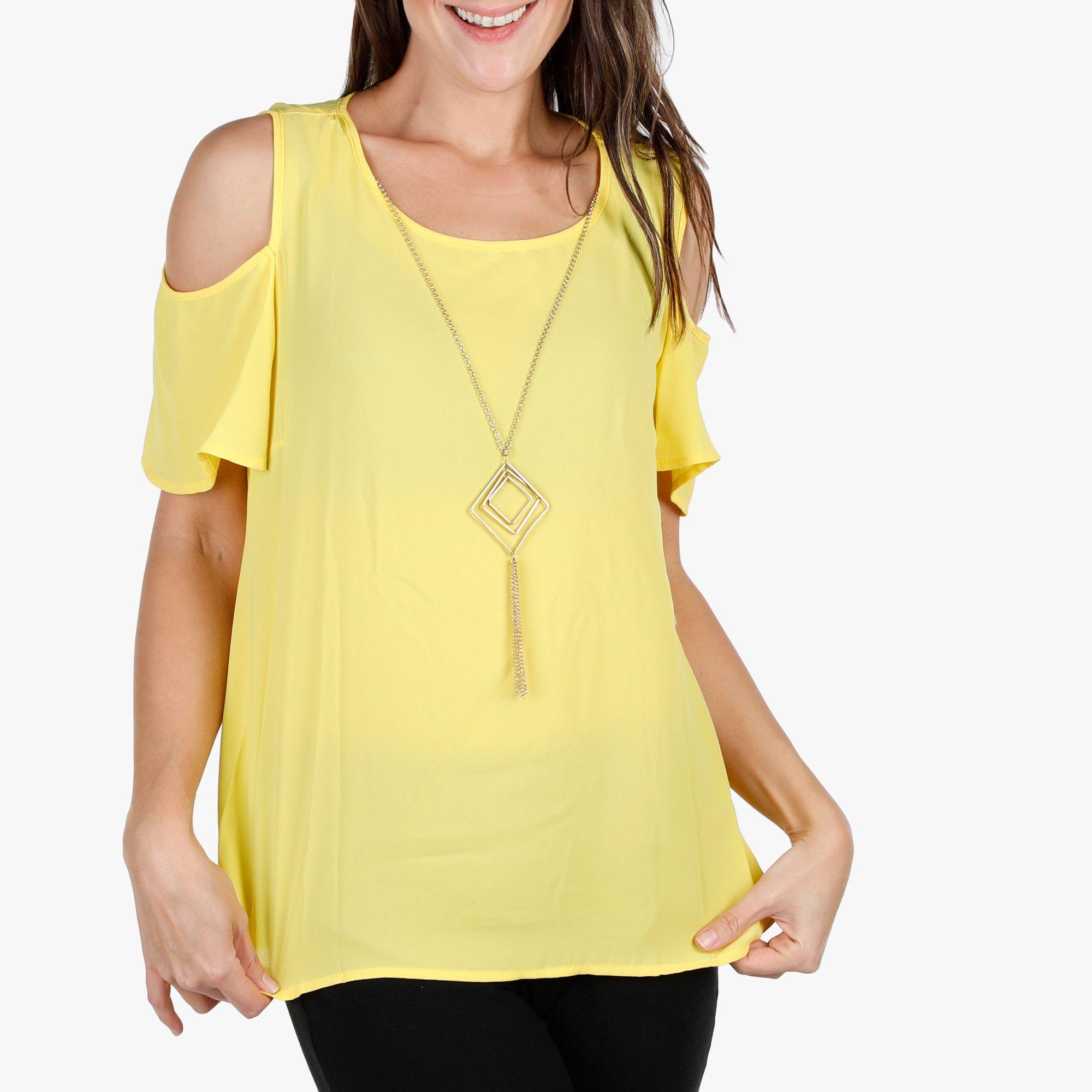 chiffon cold shoulder top