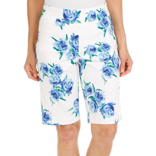 Women's Floral Print Bermuda Shorts - Blue | Burkes Outlet