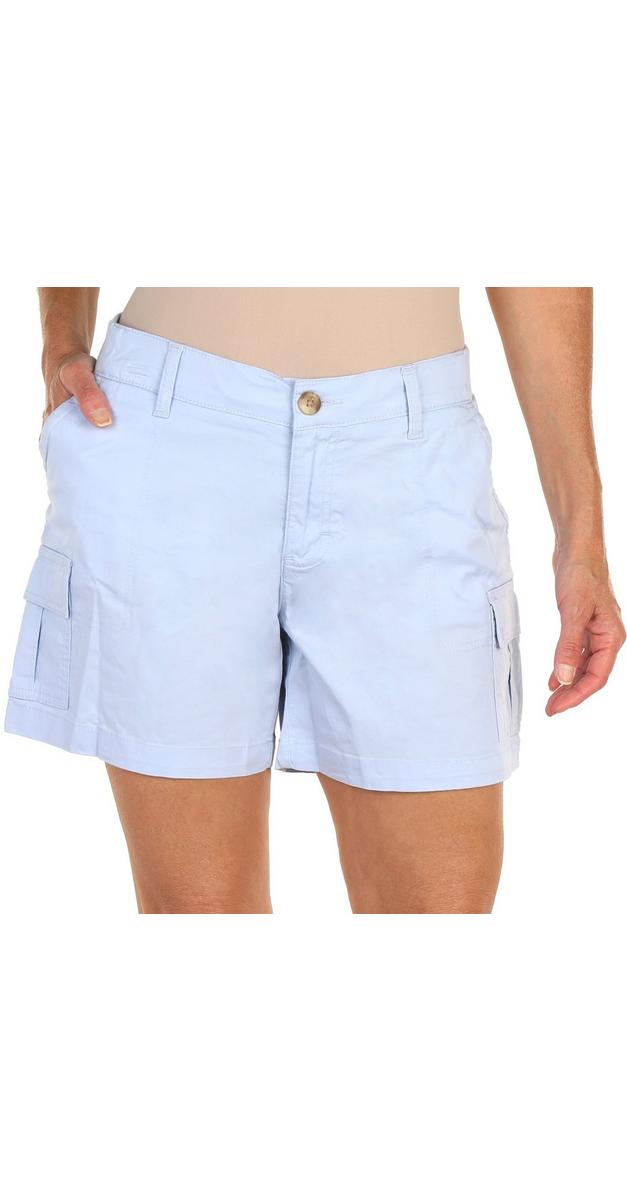 Womens Mid Rise Cargo Shorts Light Blue Burkes Outlet 4102