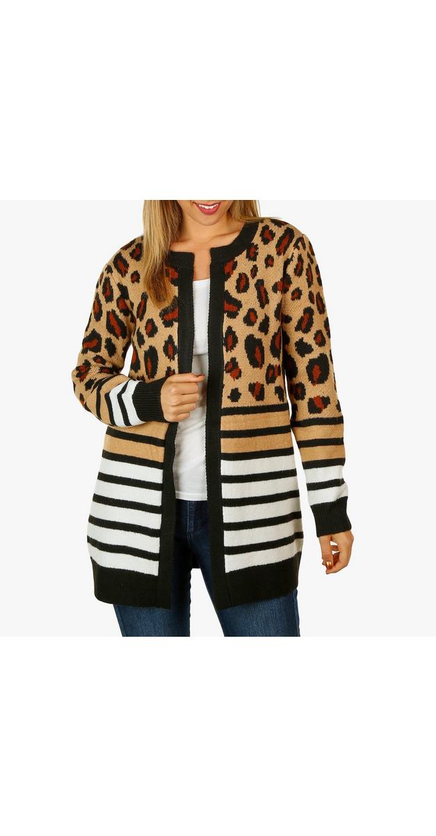 multi stripe leopard print top