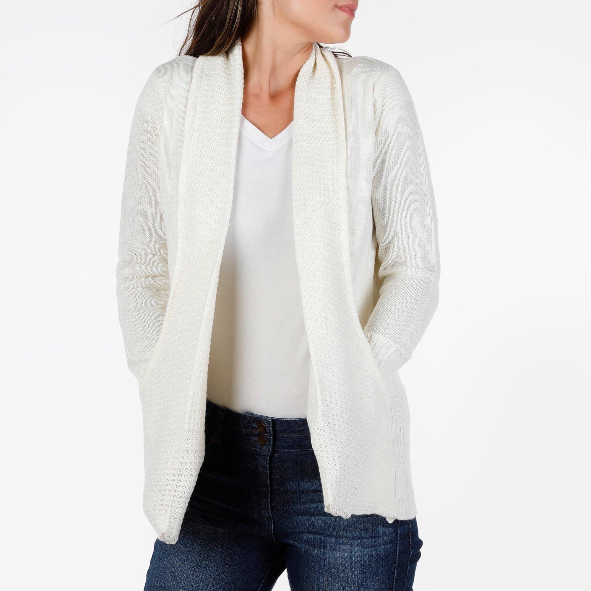 Women's Neckline Pocket Cardigan White Burkes Outlet