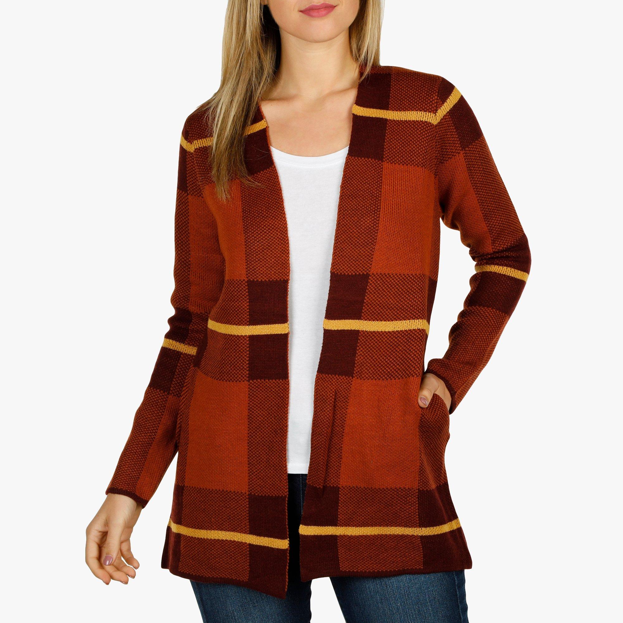 orange plaid cardigan