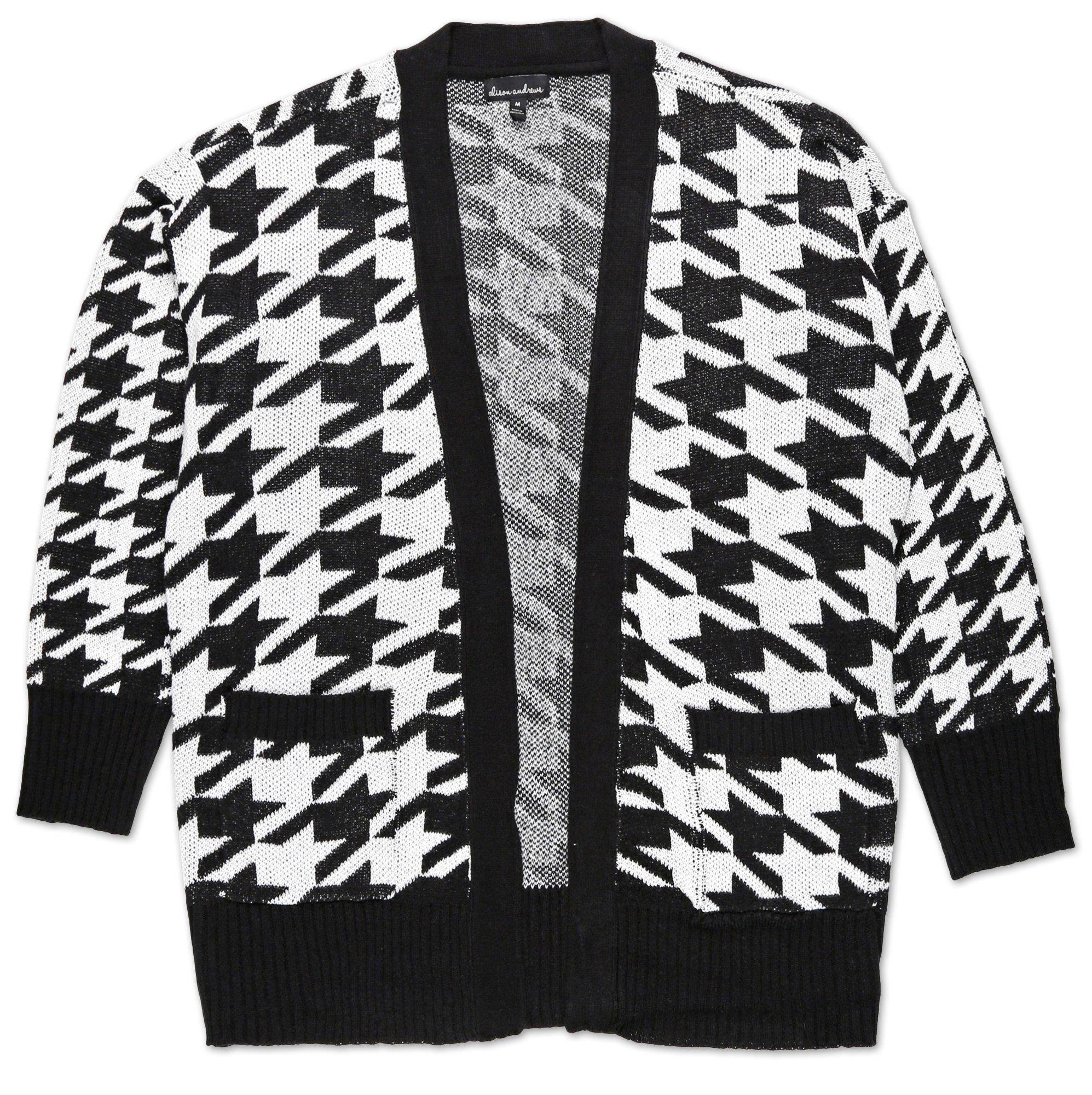 women's black and white cardigan