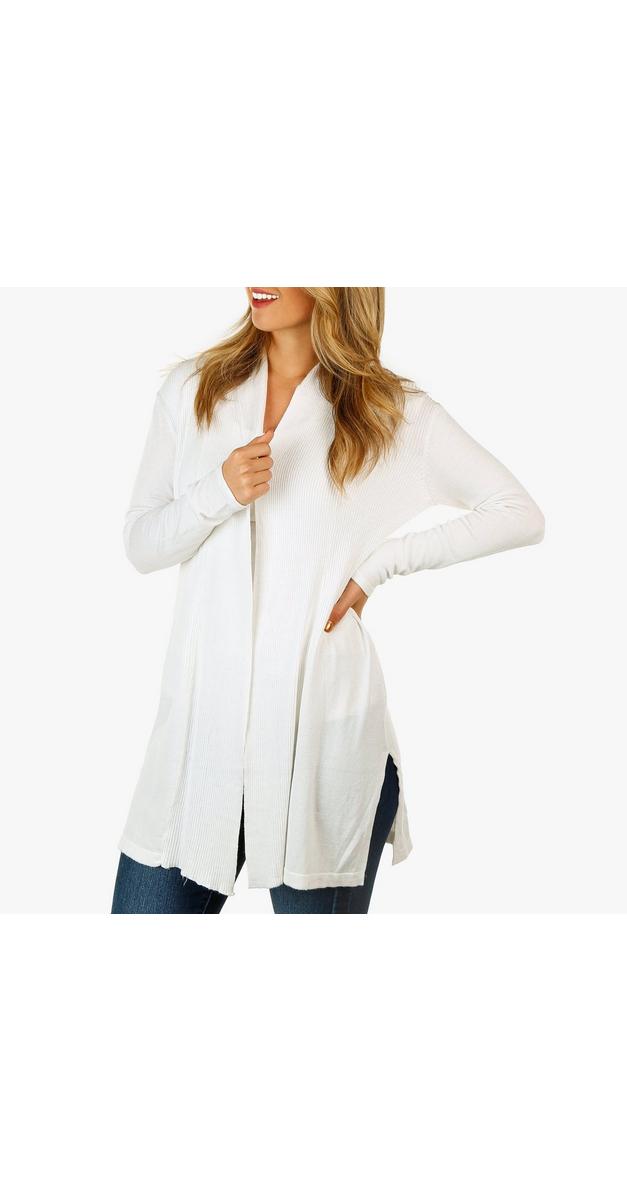 white sheer duster cardigan
