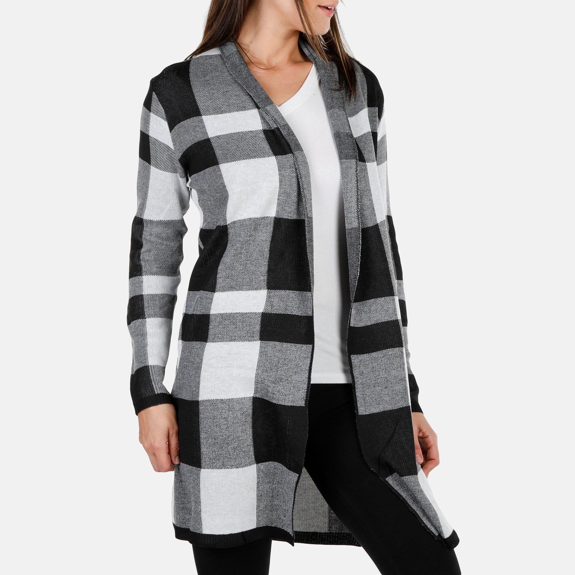 plaid flyaway cardigan