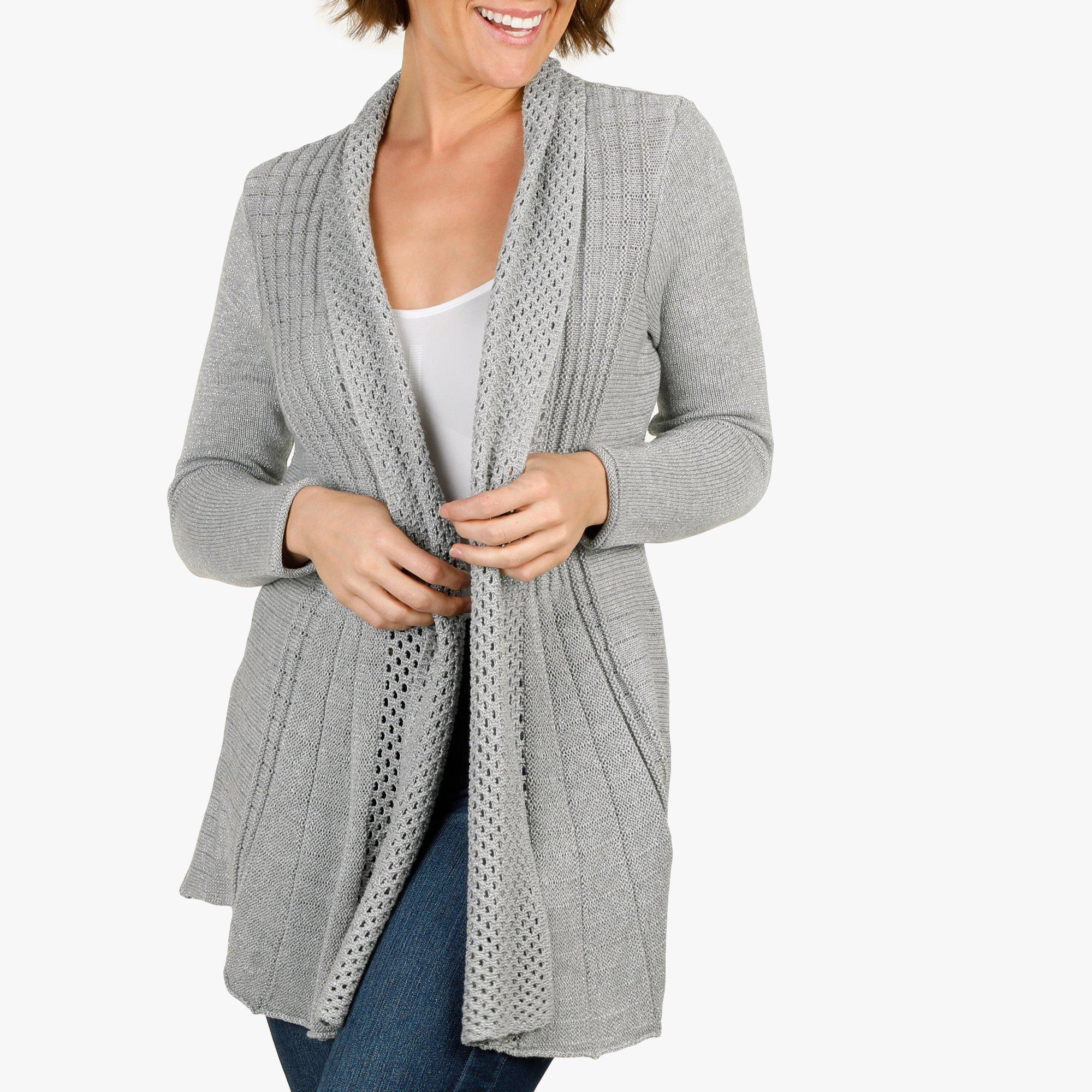 ribbed open front cardigan