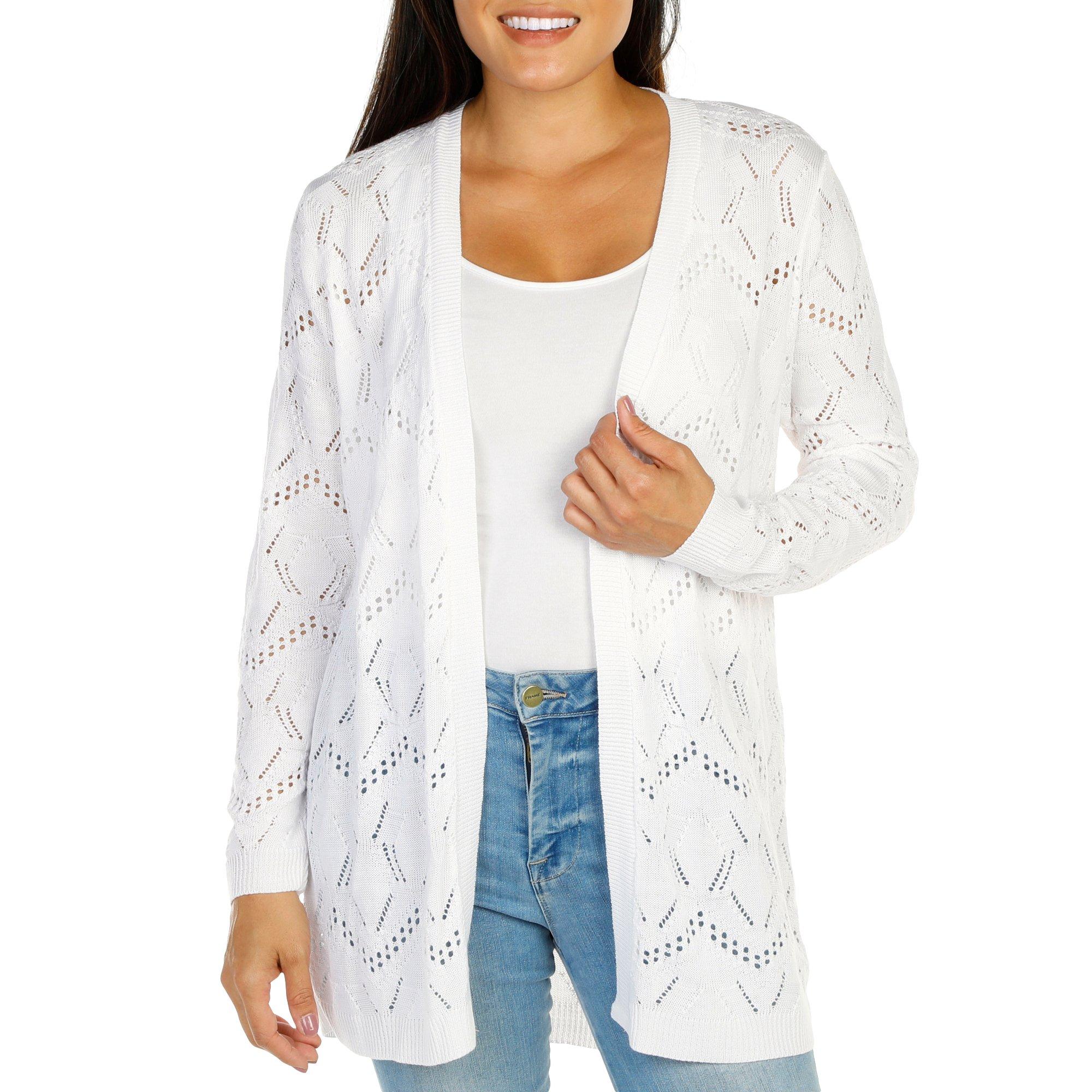 white eyelet cardigan