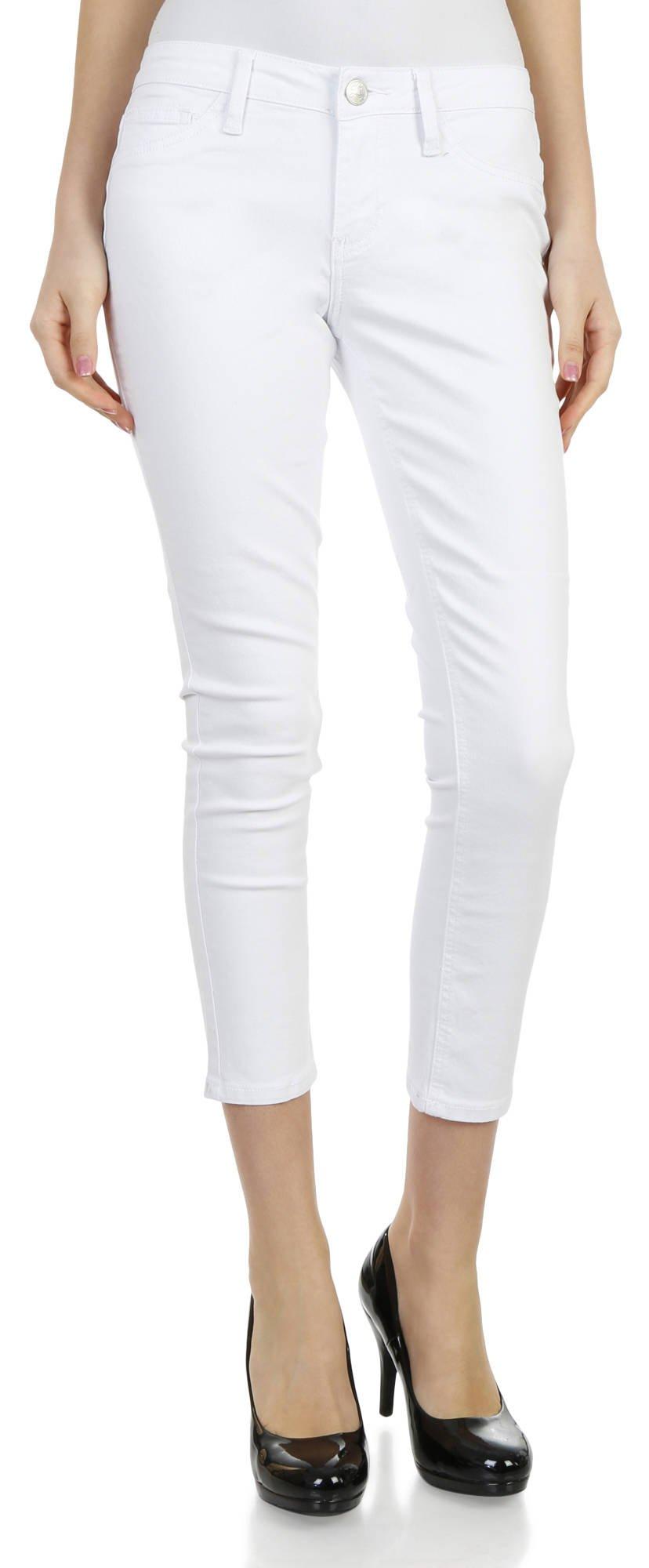 white cropped stretch jeans