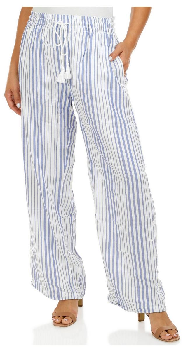 Womens Stripe Print Casual Pants Blue Burkes Outlet 0883