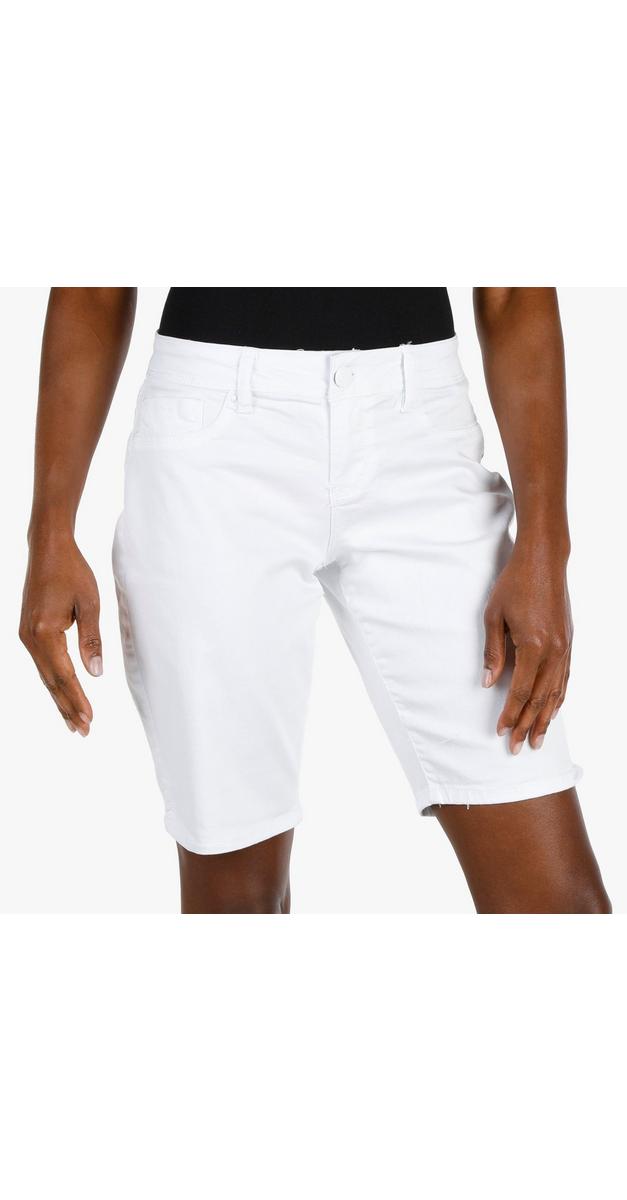Women's MidRise Denim Bermuda Shorts White Burkes Outlet