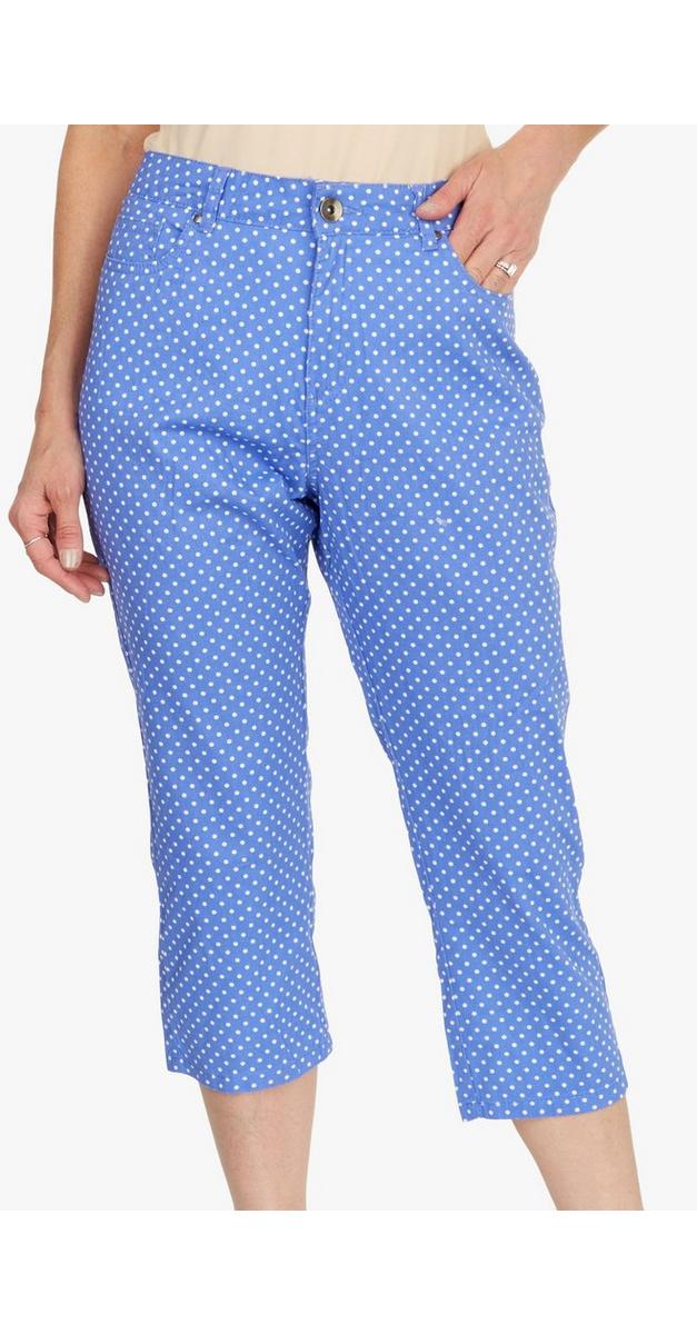 Women's Polka Dot Capri Pants - Blue | Burkes Outlet