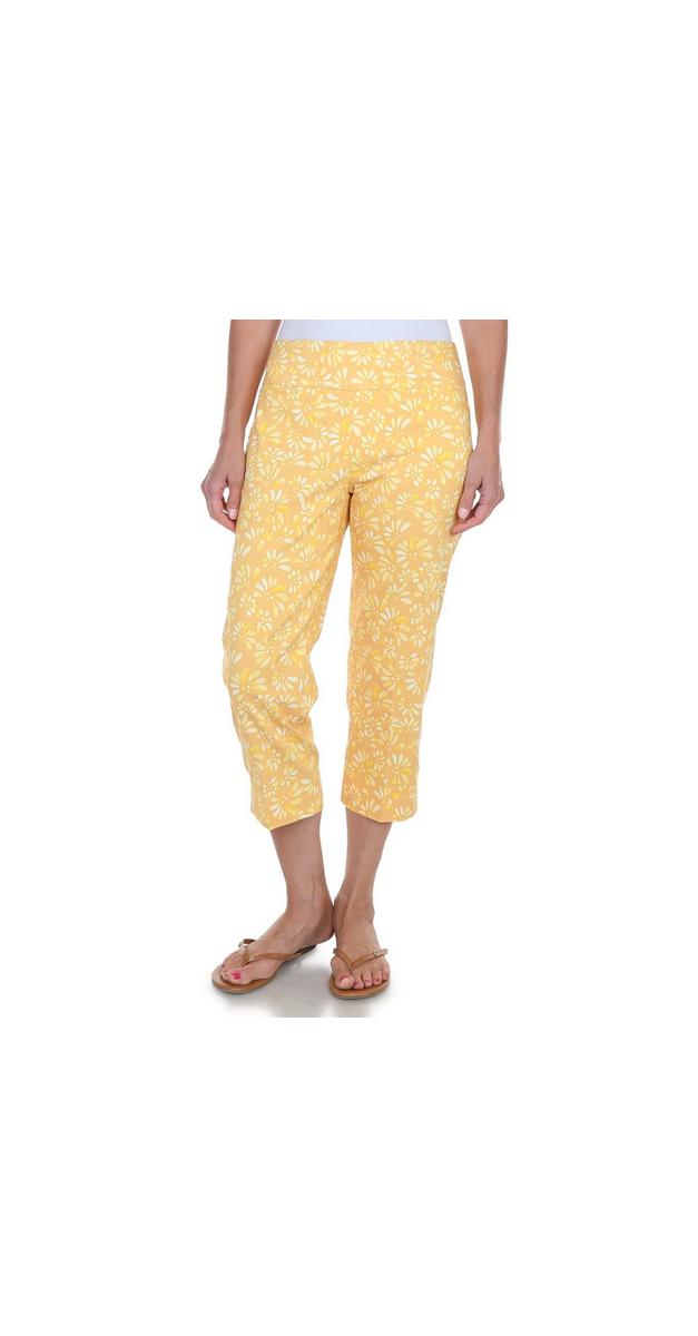 Women's Floral Print Capris Yellow Burkes Outlet