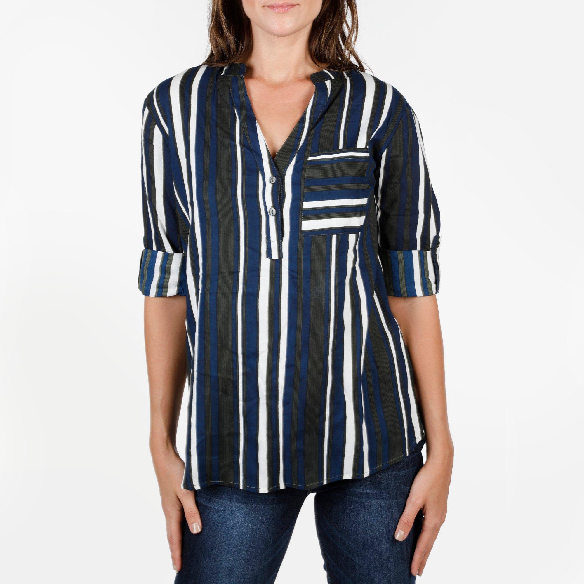 Women's Striped Popover Top - Multi | Burkes Outlet