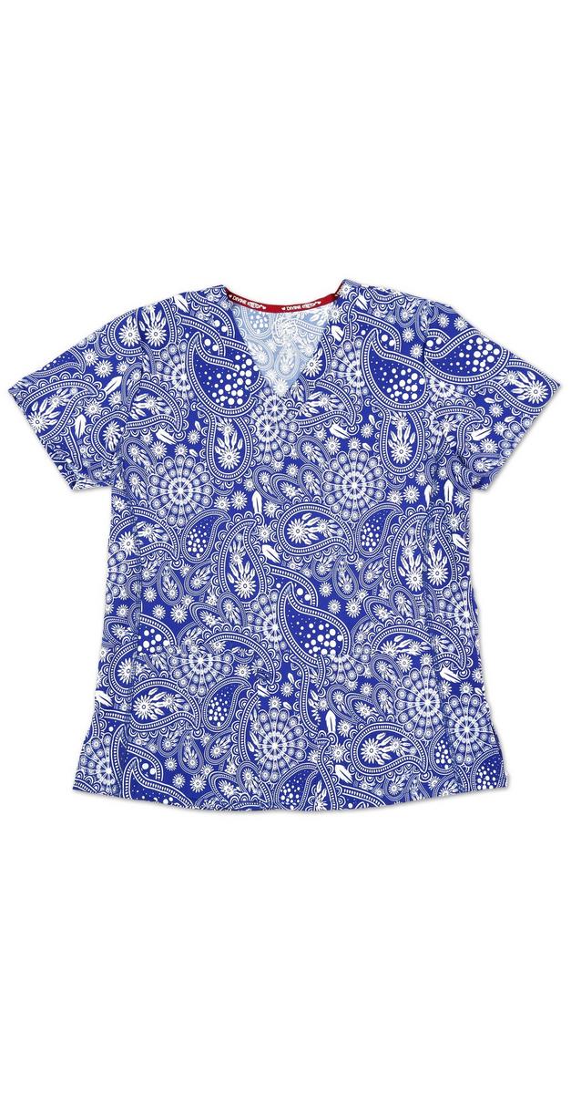 Women's Bandana Print Uniform Top - Blue | Burkes Outlet