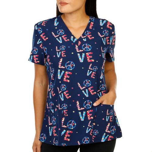 Peace Love Nursing Plus Size Scrub_Top for Women Short Sleeve T-Shirt Working Uniform Print Blouse Tops 
