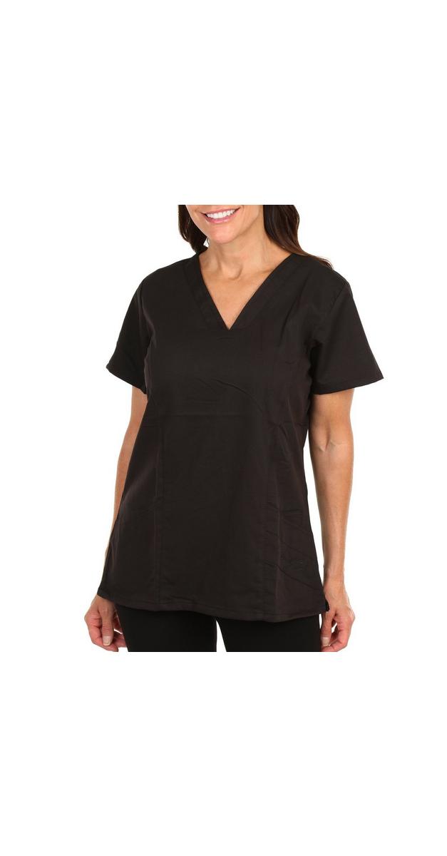 Women's Solid Stretch Uniform Top Black Burkes Outlet