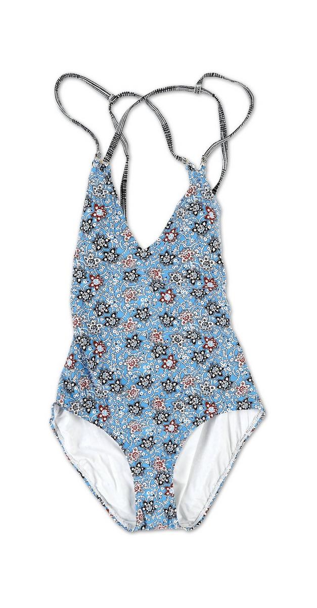 Women's Floral Cross Back One-Piece Swimsuit - Blue | Burkes Outlet