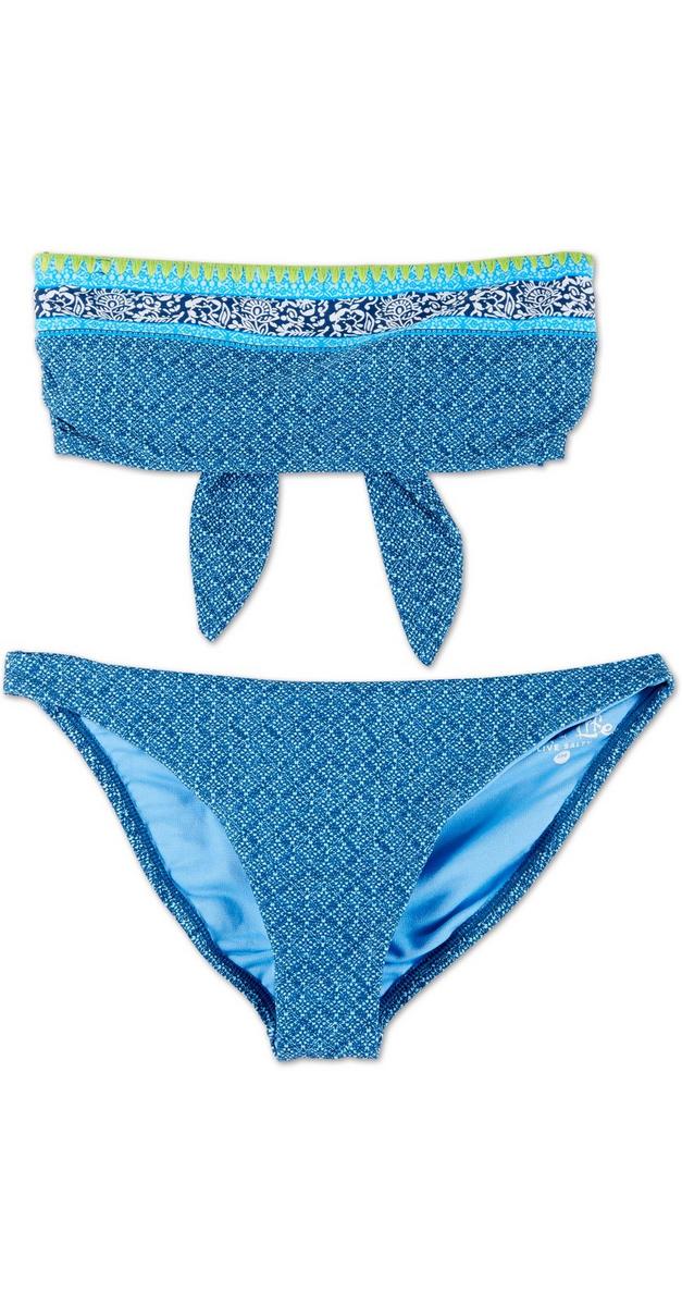 Juniors 2Piece Bandeau Swimsuit Blue Burkes Outlet