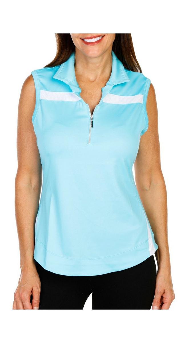 Women's Active Sleeveless Polo Top Blue Burkes Outlet