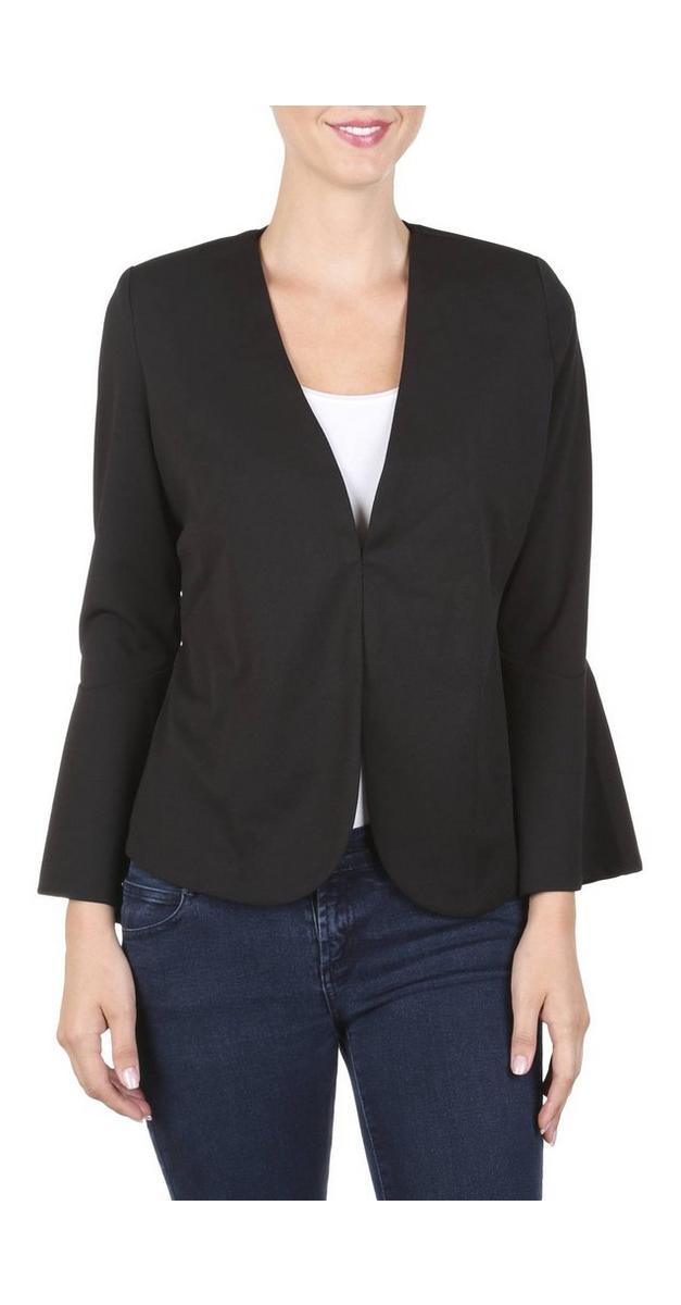 Women's Solid Bell Sleeve Blazer - Black | Burkes Outlet