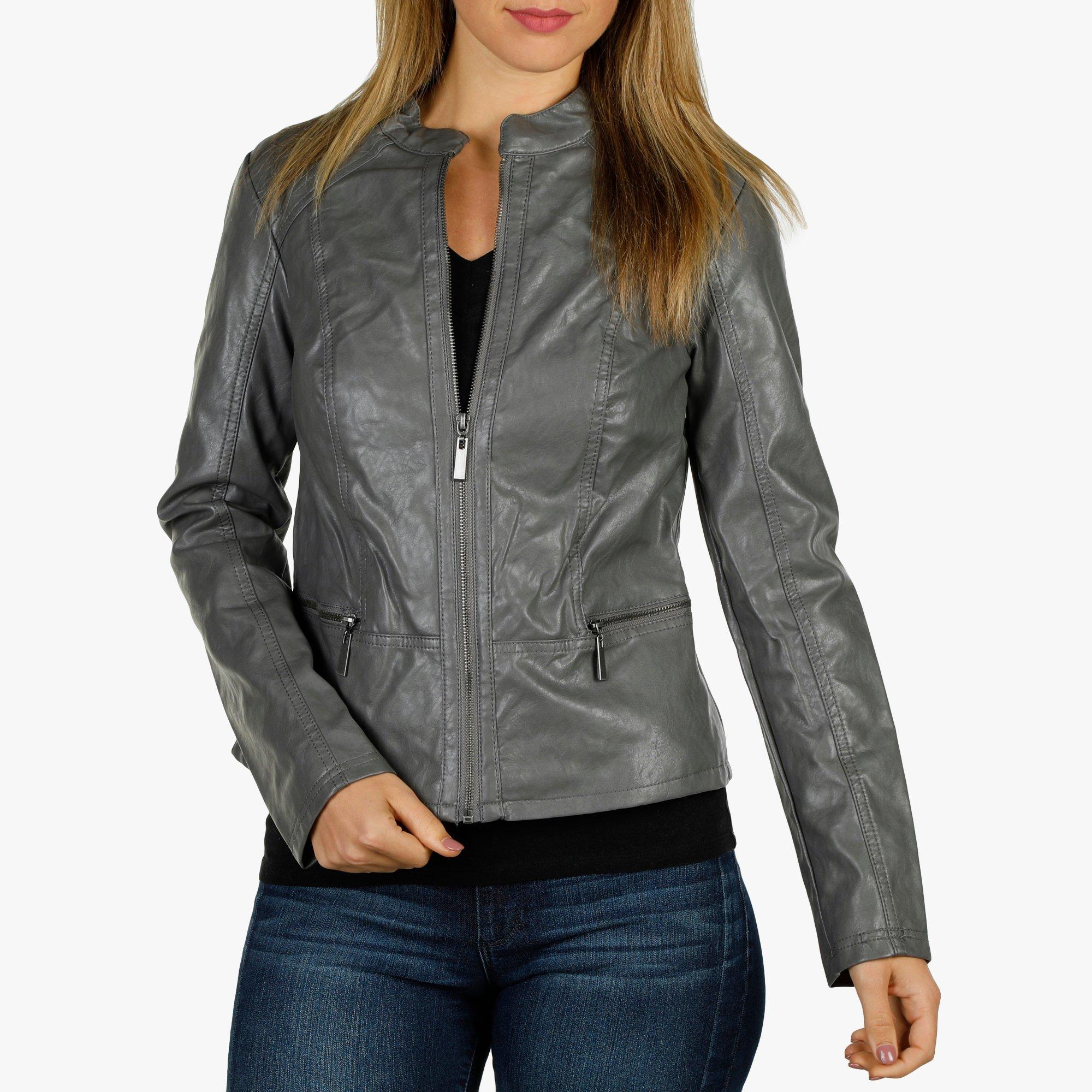 grey fake leather jacket