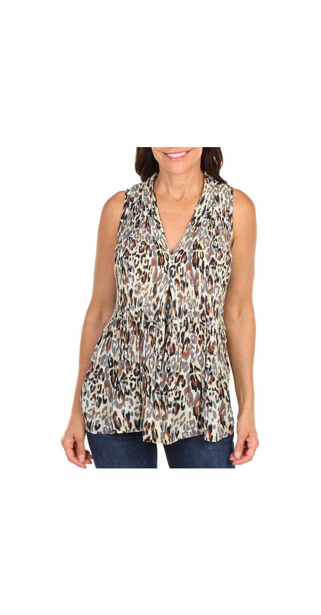 Women's Sleeveless Pleated Spotted Top Multi Burkes Outlet
