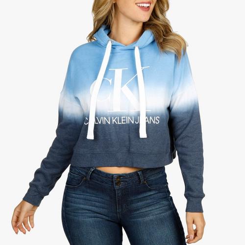 Women's Dip Dye Logo Graphic Cropped Sweater - Blue | Burkes Outlet