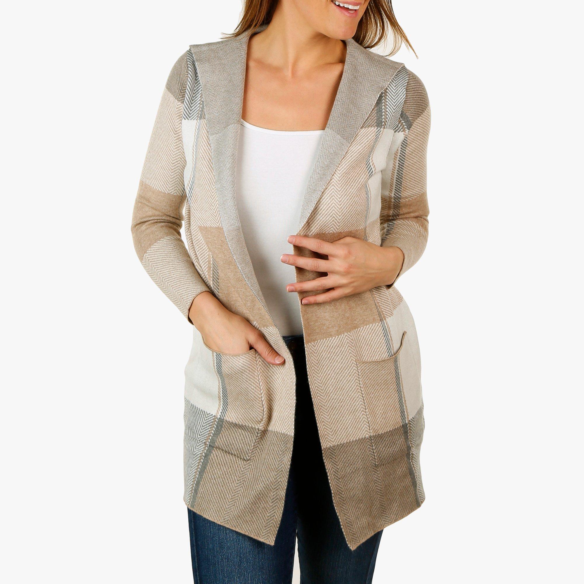 plaid hooded cardigans