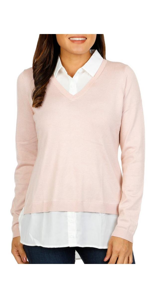 Women's 2Fer Sweater Top Blush Burkes Outlet