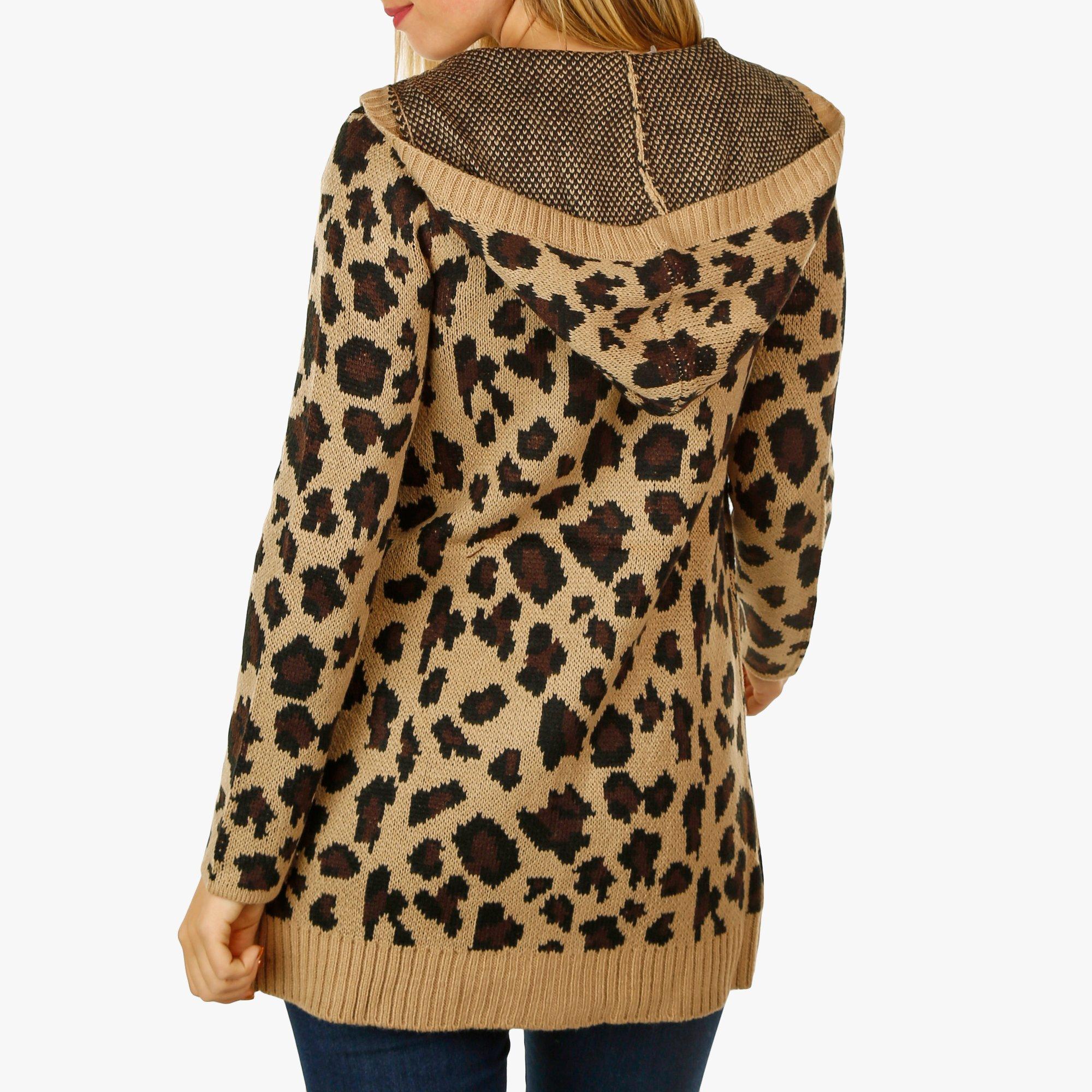 leopard print hooded cardigan