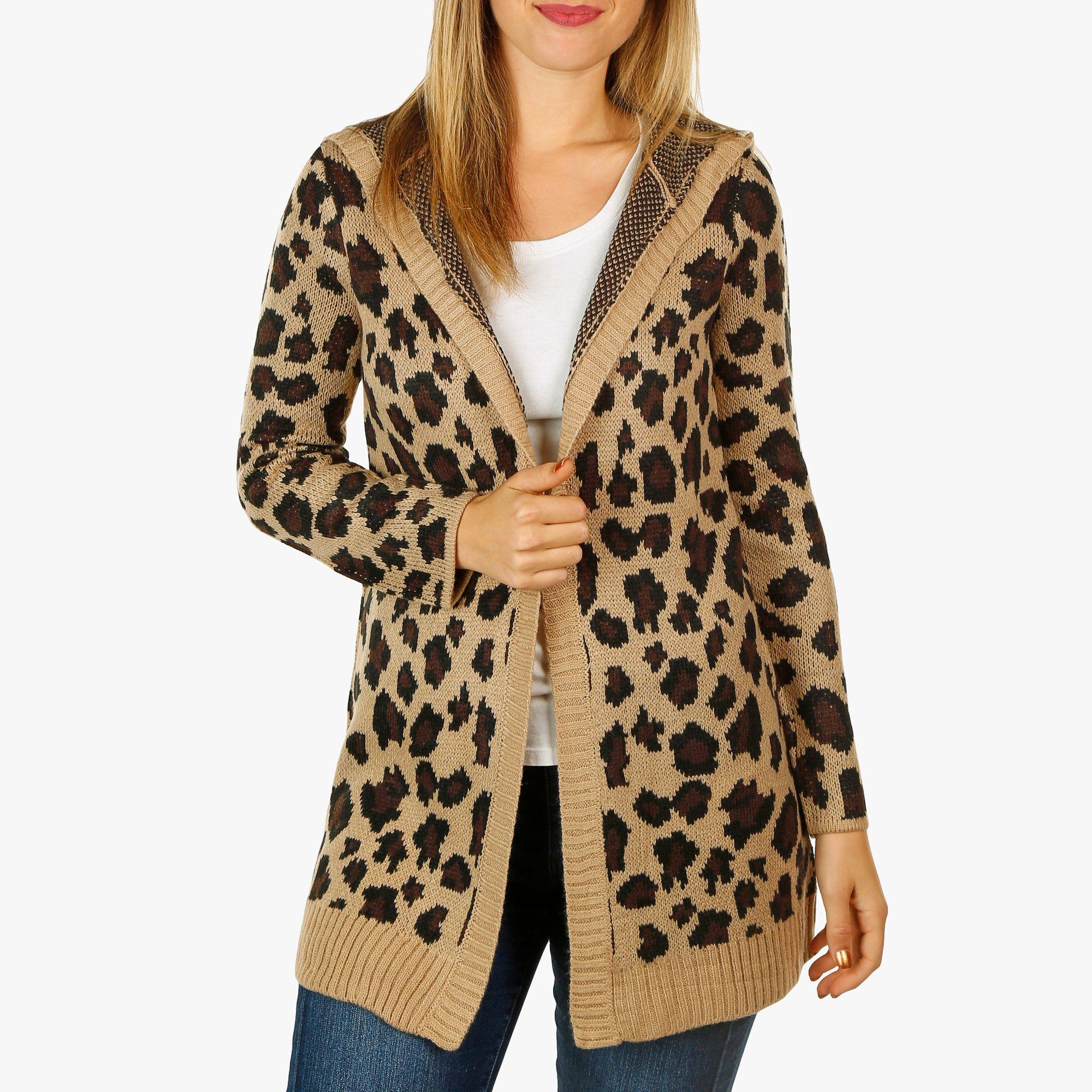 leopard print hooded cardigan