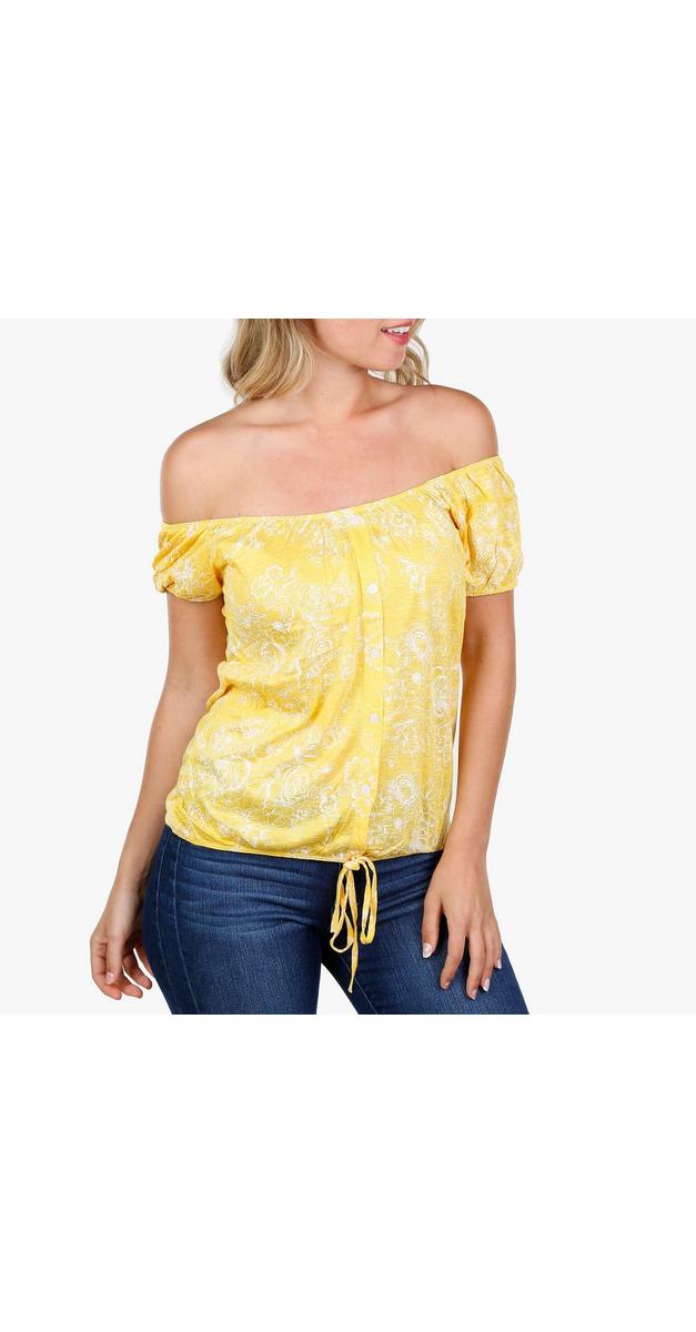 off shoulder top yellow