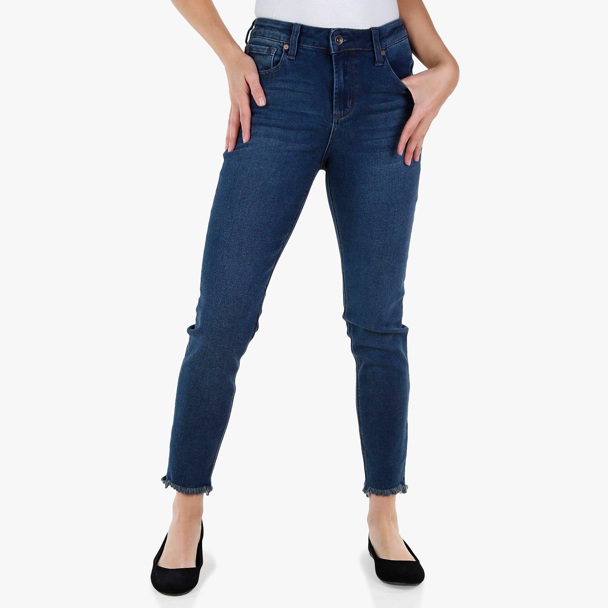 women's frayed ankle jeans