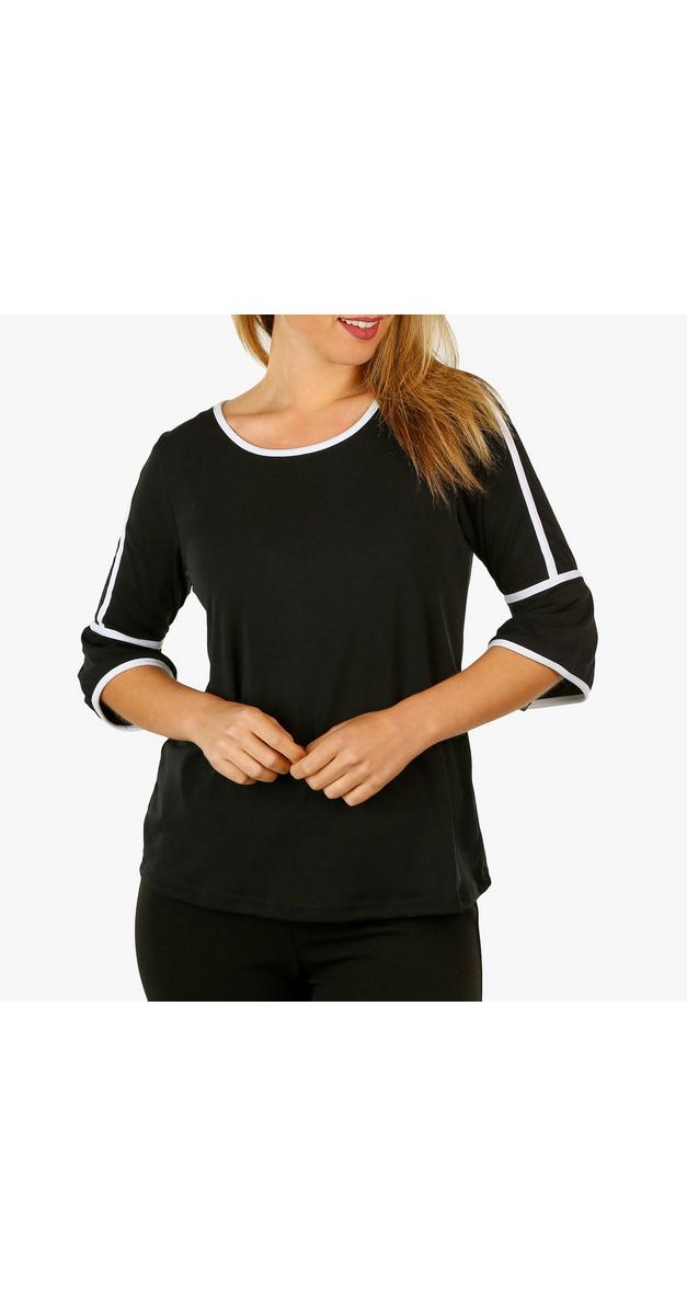 black and white bell sleeve top