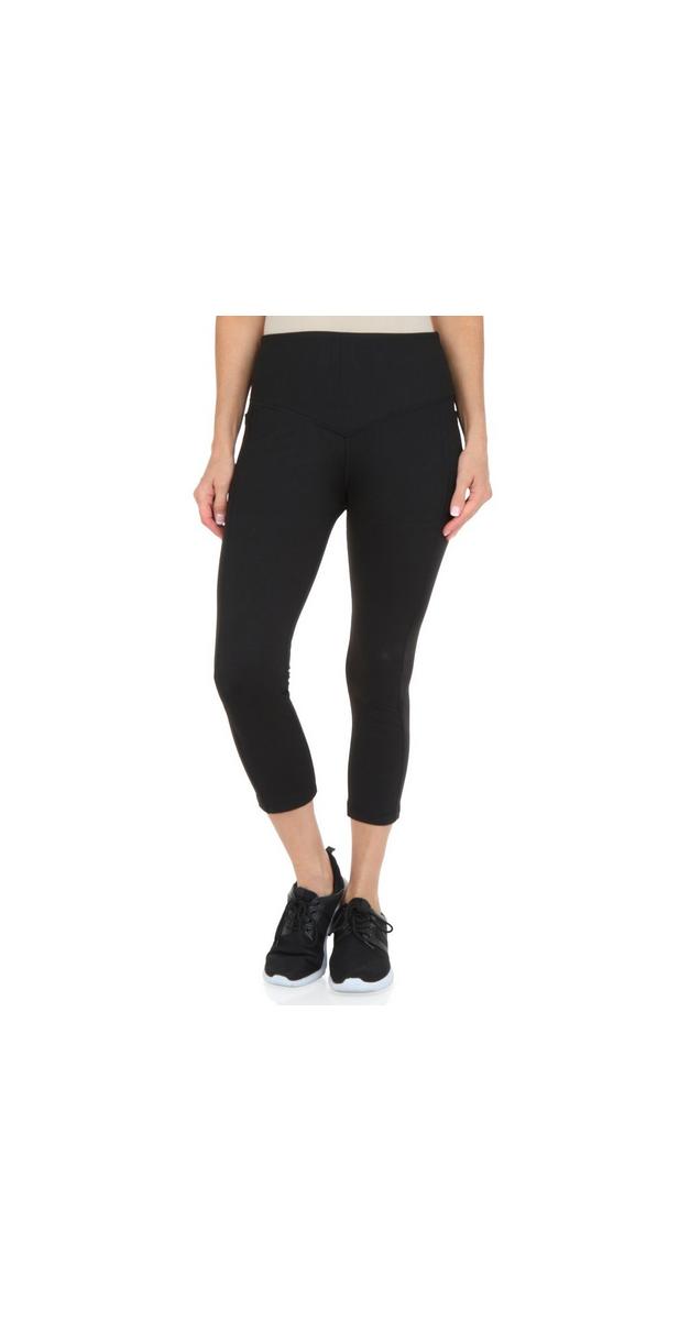 Women's Active Tummy Control 2Pocket Capri Leggings Black Burkes