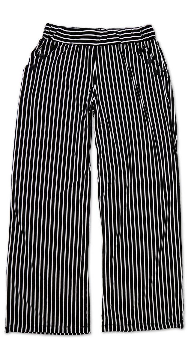 Women's Plus Vertical Stripe Sailor Pants - Black/White | Burkes Outlet
